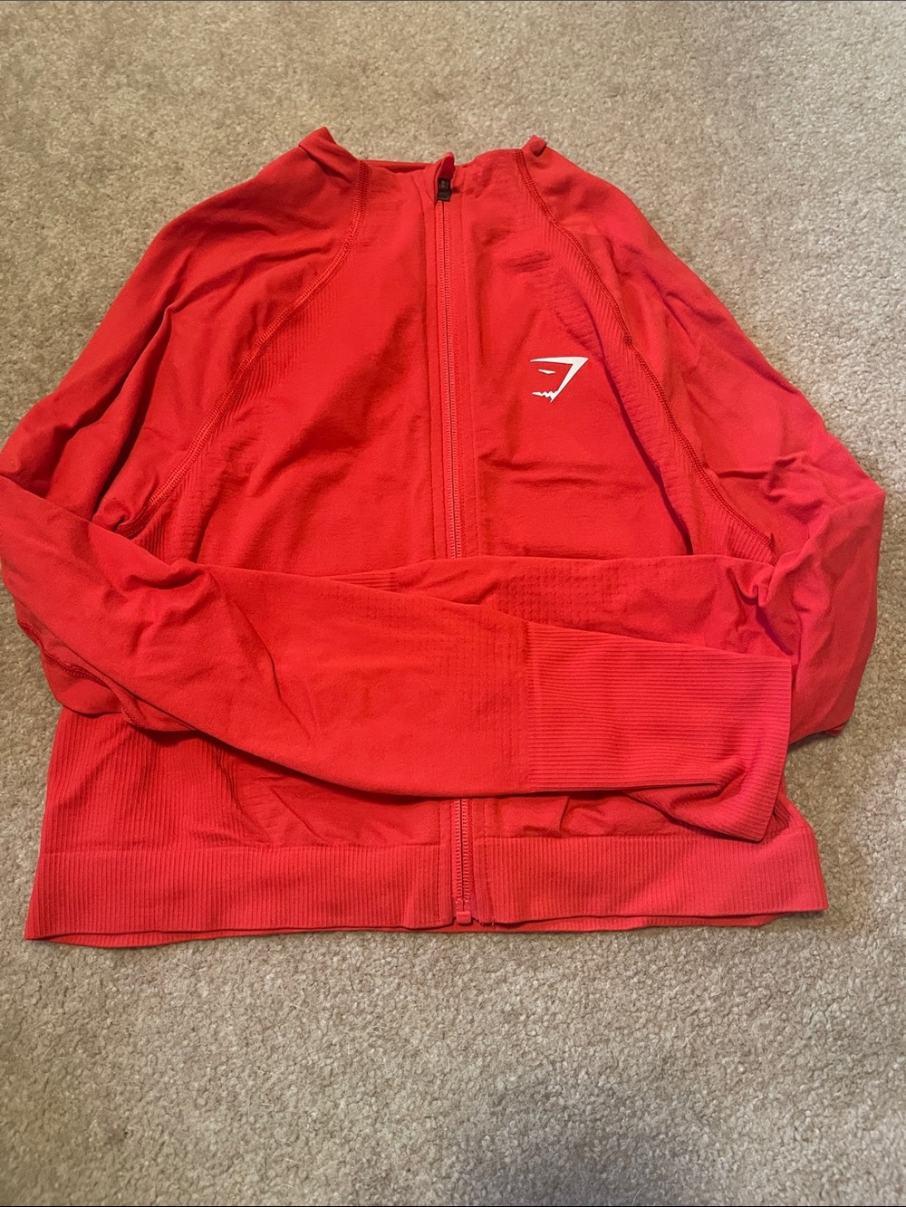 Gymshark women’s cropped Bright Red Zip-Up Performance Jacket